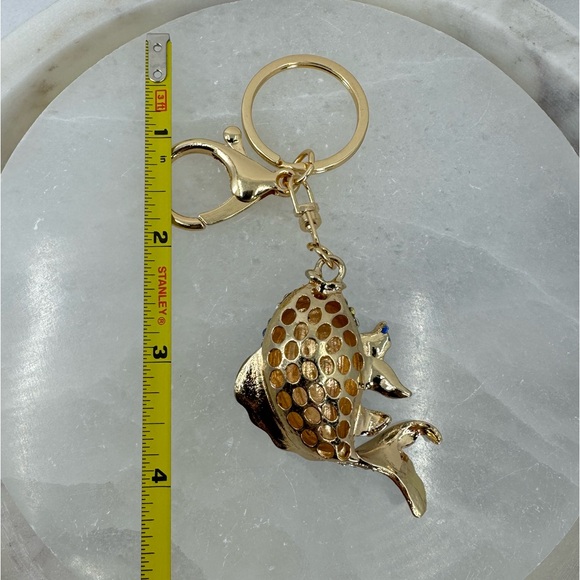2/$20 Big Sparkly Koi Goldfish Keychain Blue - Picture 8 of 8